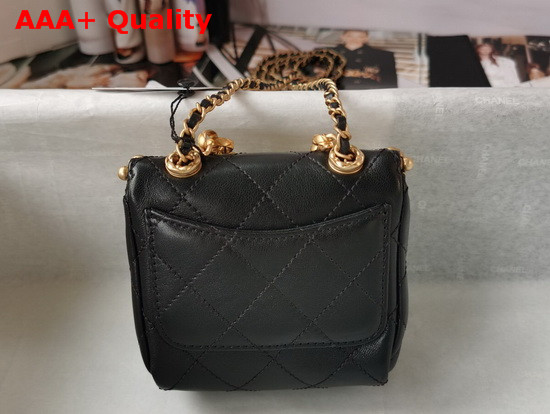 Chanel Small Kiss Lock Bag Black Lambskin and Gold Tone Metal AS1885 Replica