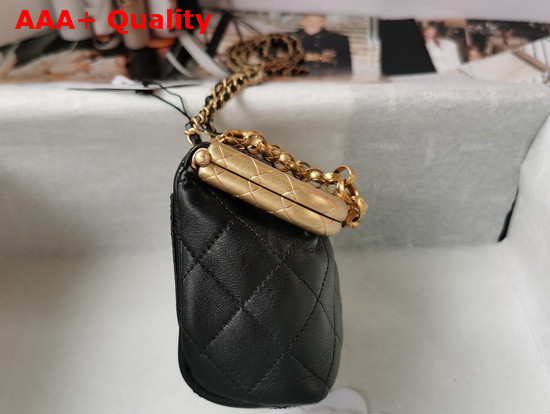 Chanel Small Kiss Lock Bag Black Lambskin and Gold Tone Metal AS1885 Replica