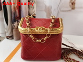 Chanel Small Kiss Lock Bag Red Lambskin and Gold Tone Metal AS1885 Replica