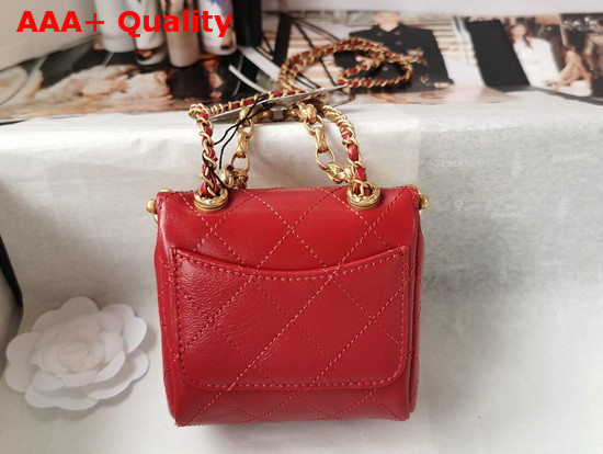 Chanel Small Kiss Lock Bag Red Lambskin and Gold Tone Metal AS1885 Replica