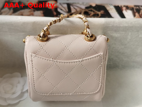 Chanel Small Kiss Lock Bag White Lambskin and Gold Tone Metal AS1885 Replica