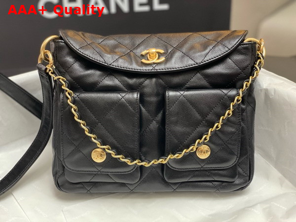 Chanel Small Messenger Bag in Black Calfskin Replica