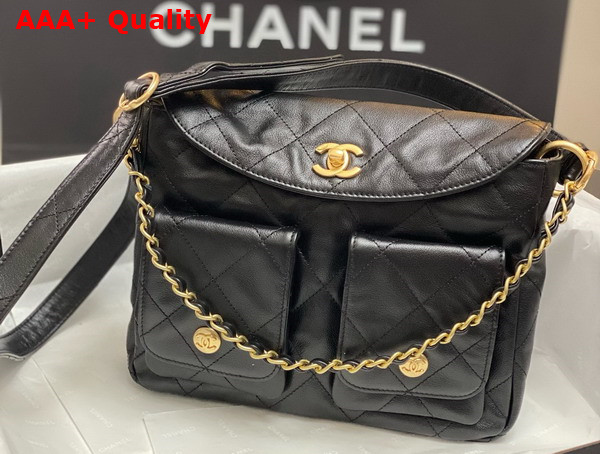 Chanel Small Messenger Bag in Black Calfskin Replica