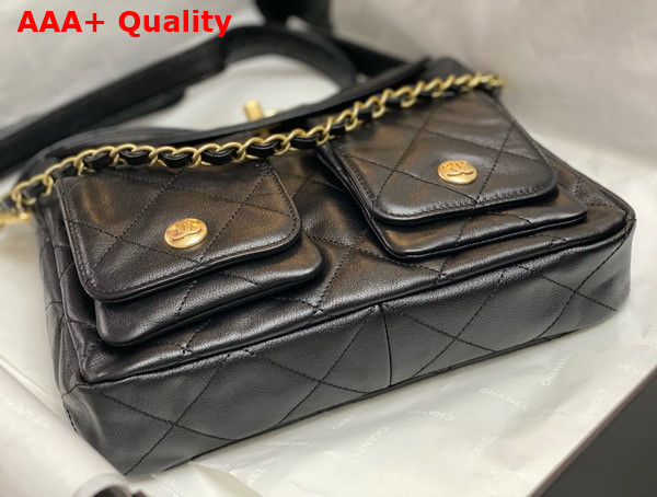 Chanel Small Messenger Bag in Black Calfskin Replica