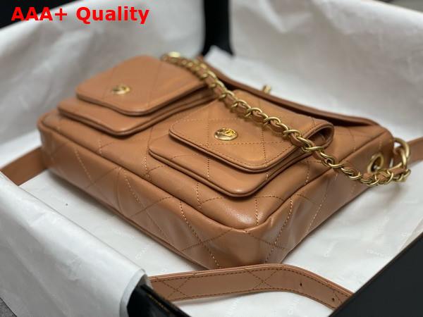 Chanel Small Messenger Bag in Brown Calfskin Replica