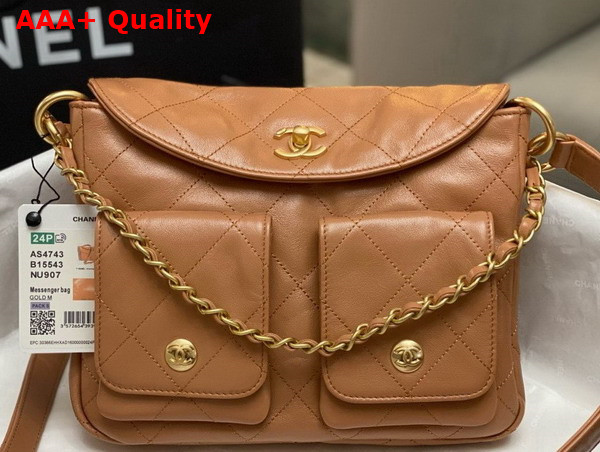 Chanel Small Messenger Bag in Brown Calfskin Replica