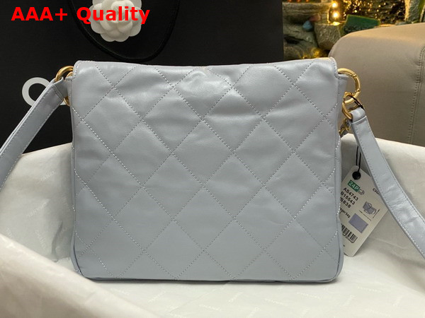 Chanel Small Messenger Bag in Light Blue Calfskin Replica