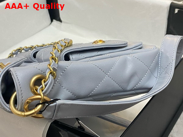 Chanel Small Messenger Bag in Light Blue Calfskin Replica