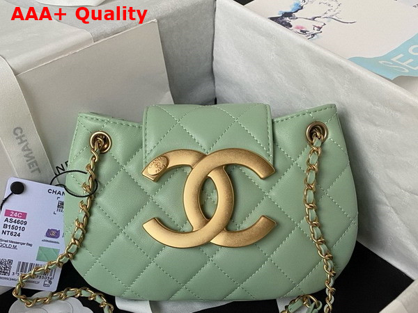 Chanel Small Messenger Bag in Light Green Lambskin AS4609 Replica