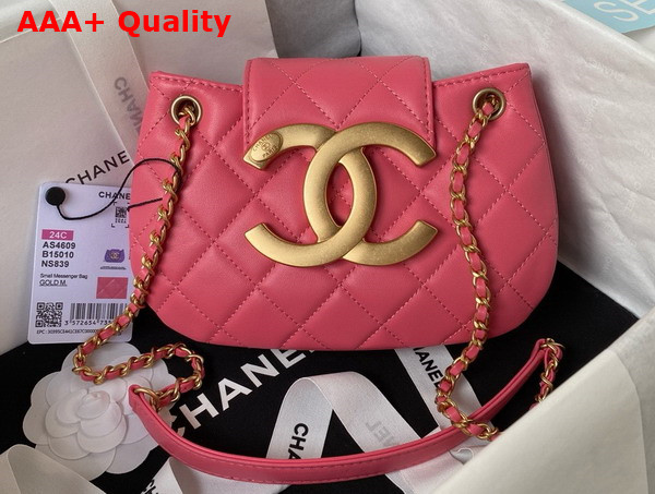 Chanel Small Messenger Bag in Pink Lambskin AS4609 Replica