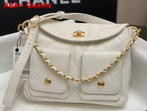 Chanel Small Messenger Bag in White Calfskin Replica