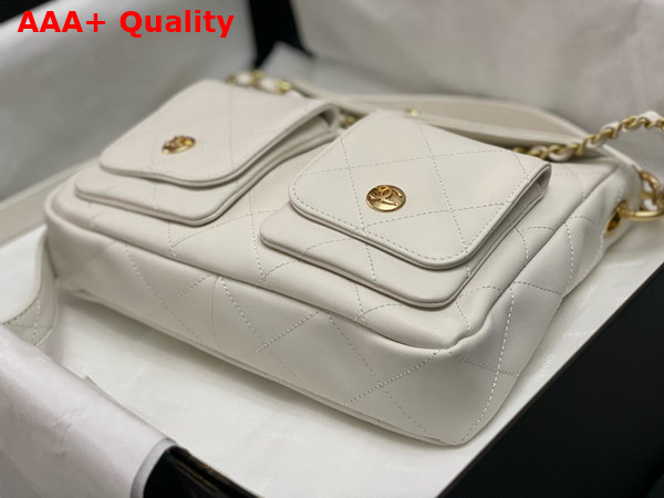 Chanel Small Messenger Bag in White Calfskin Replica