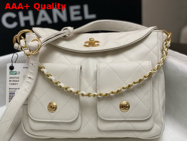 Chanel Small Messenger Bag in White Calfskin Replica