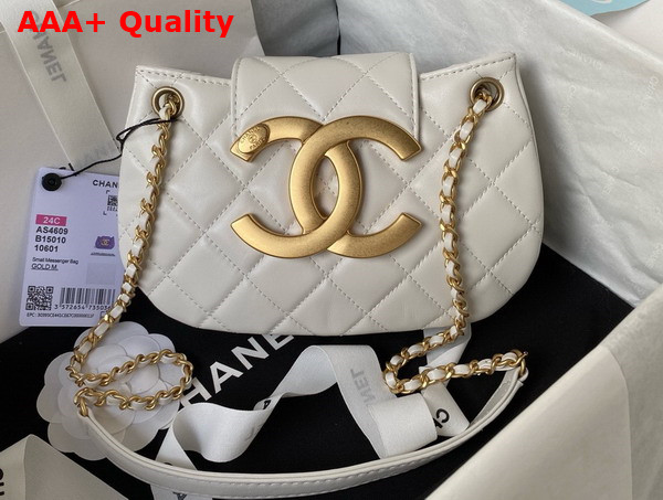 Chanel Small Messenger Bag in White Lambskin AS4609 Replica