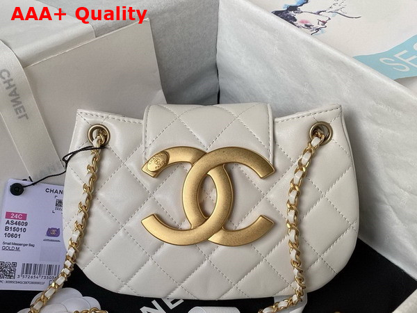 Chanel Small Messenger Bag in White Lambskin AS4609 Replica