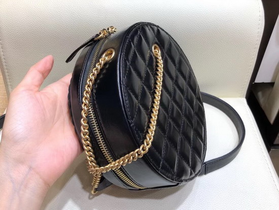 Chanel Small Round Bag Black Crumpled Calfskin Cotton and Gold Tone Metal AS0075