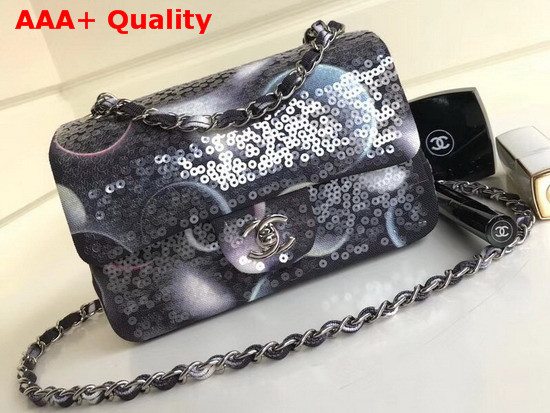 Chanel Small Sequin Flap Bag Printed Denim Replica