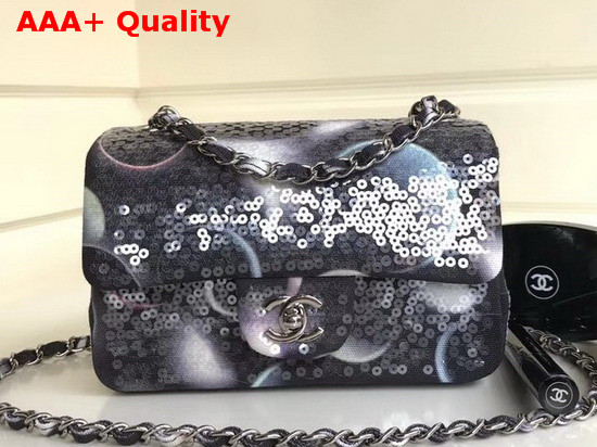 Chanel Small Sequin Flap Bag Printed Denim Replica