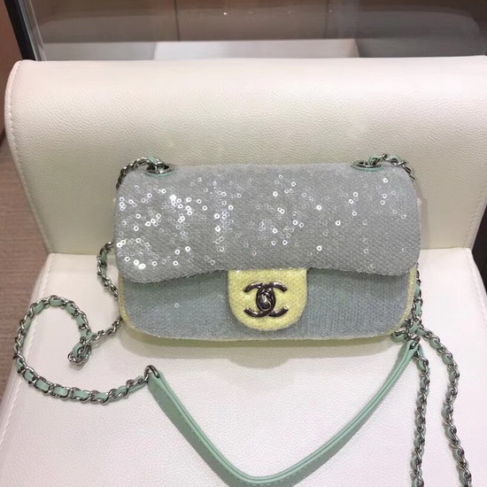 Chanel Small Sequin Flap Bag Light Green