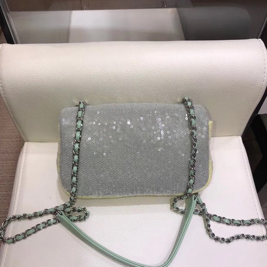 Chanel Small Sequin Flap Bag Light Green