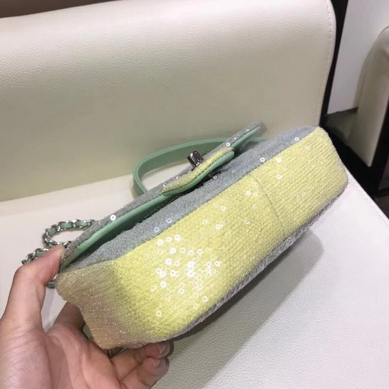 Chanel Small Sequin Flap Bag Light Green