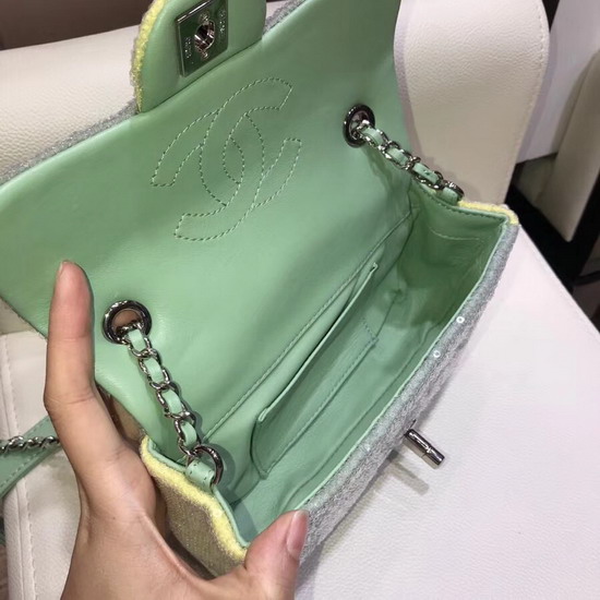 Chanel Small Sequin Flap Bag Light Green