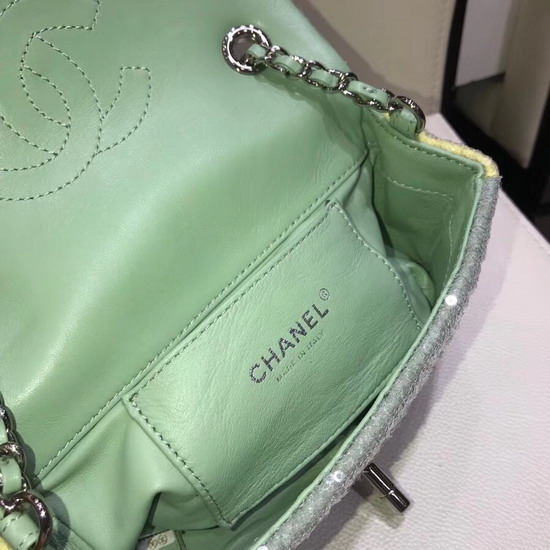 Chanel Small Sequin Flap Bag Light Green