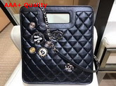 Chanel Small Shopping Bag Aged Calfskin Charms and Gold Tone Meetal Black AS1431 Replica