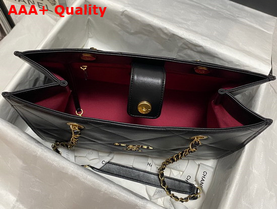 Chanel Small Shopping Bag Calfskin Gold Tone Metal Black Ref AS2752 Replica