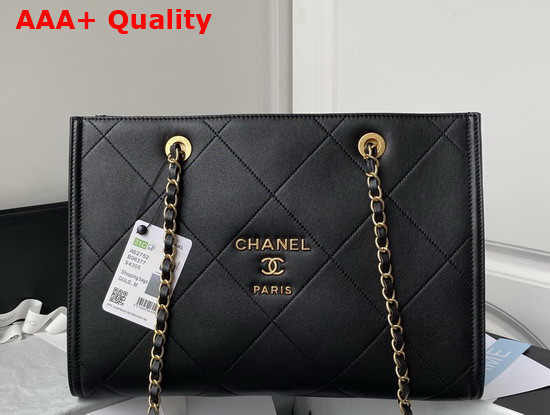 Chanel Small Shopping Bag Calfskin Gold Tone Metal Black Ref AS2752 Replica