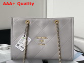 Chanel Small Shopping Bag Calfskin Gold Tone Metal Gray Ref AS2752 Replica