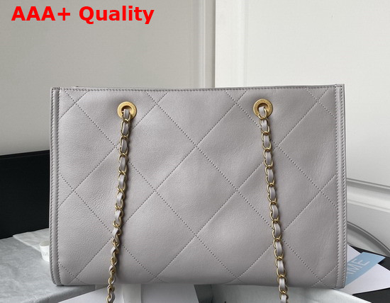 Chanel Small Shopping Bag Calfskin Gold Tone Metal Gray Ref AS2752 Replica