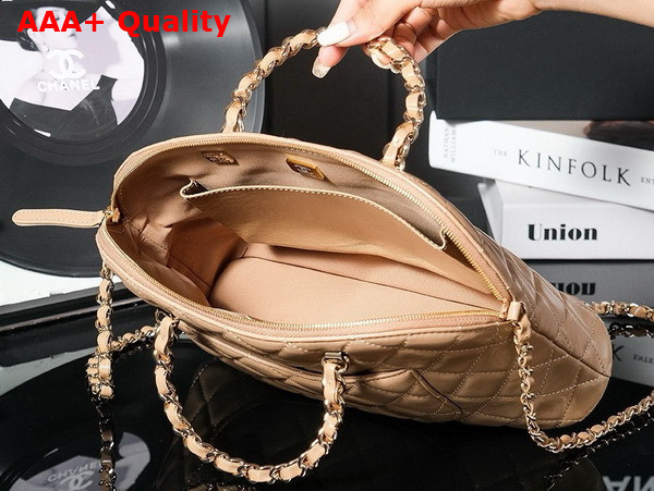 Chanel Small Shopping Bag in Beige Lambskin AS3969 Replica