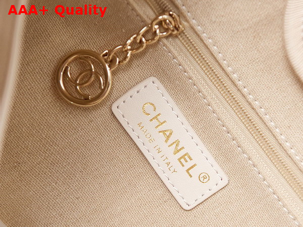 Chanel Small Shopping Bag in Beige Mixed Fibers Calfskin and Gold Tone Metal AS3257 Replica