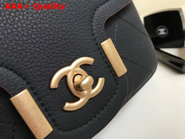 Chanel Small Shopping Bag in Black Grained Calfskin with Gold Tone Metal Replica