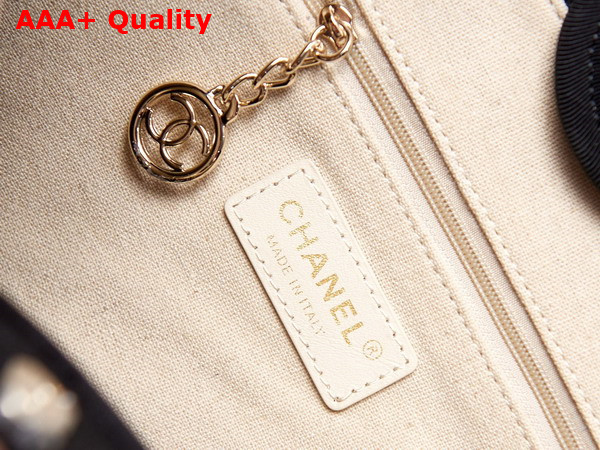 Chanel Small Shopping Bag in Black Mixed Fibers Calfskin and Gold Tone Metal AS3257 Replica