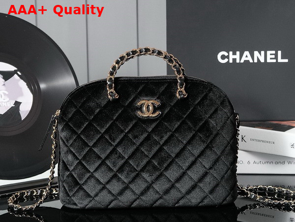 Chanel Small Shopping Bag in Black Velvet AS3969 Replica