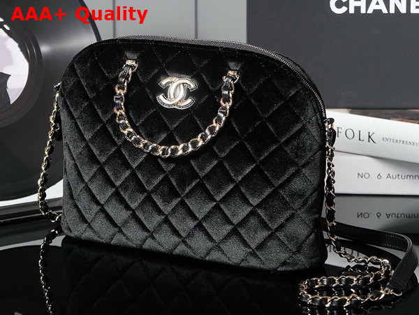 Chanel Small Shopping Bag in Black Velvet AS3969 Replica