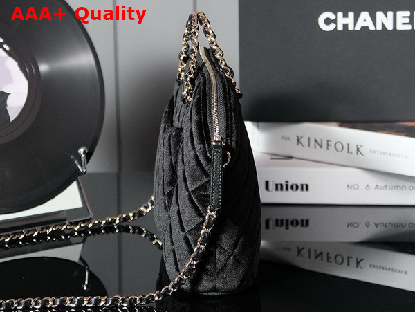 Chanel Small Shopping Bag in Black Velvet AS3969 Replica