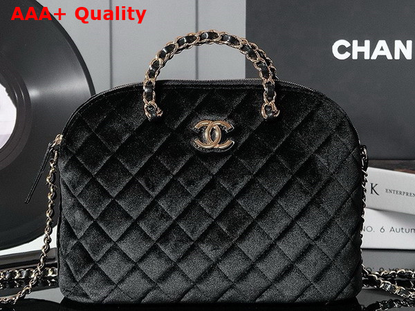 Chanel Small Shopping Bag in Black Velvet AS3969 Replica