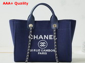 Chanel Small Shopping Bag in Blue Mixed Fibers Calfskin and Gold Tone Metal AS3257 Replica