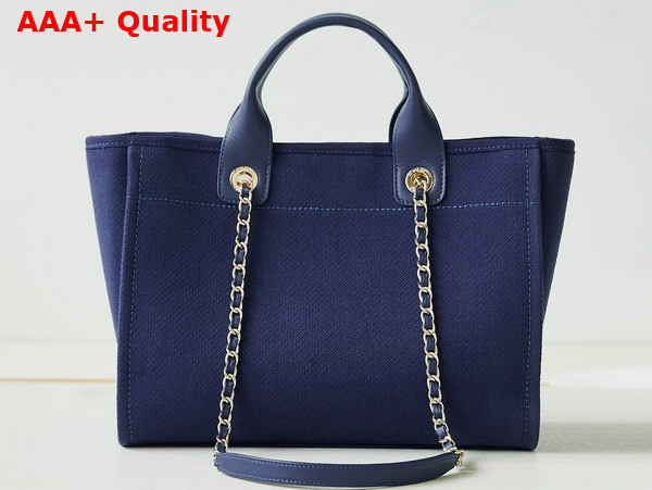 Chanel Small Shopping Bag in Blue Mixed Fibers Calfskin and Gold Tone Metal AS3257 Replica