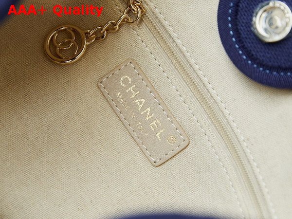 Chanel Small Shopping Bag in Blue Mixed Fibers Calfskin and Gold Tone Metal AS3257 Replica