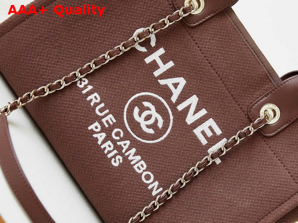 Chanel Small Shopping Bag in Brown Mixed Fibers Calfskin and Gold Tone Metal AS3257 Replica