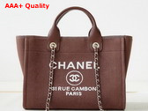 Chanel Small Shopping Bag in Brown Mixed Fibers Calfskin and Gold Tone Metal AS3257 Replica