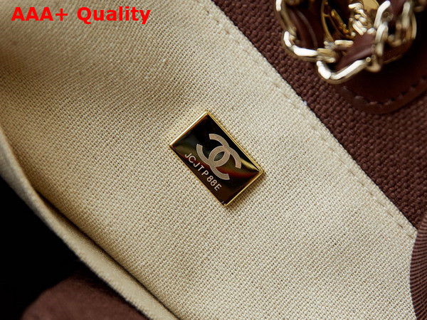 Chanel Small Shopping Bag in Brown Mixed Fibers Calfskin and Gold Tone Metal AS3257 Replica