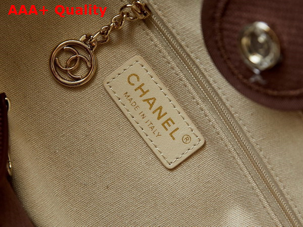 Chanel Small Shopping Bag in Brown Mixed Fibers Calfskin and Gold Tone Metal AS3257 Replica