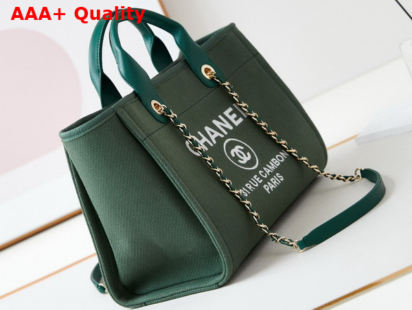 Chanel Small Shopping Bag in Green Mixed Fibers Calfskin and Gold Tone Metal AS3257 Replica