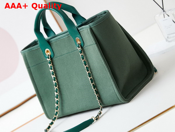 Chanel Small Shopping Bag in Green Mixed Fibers Calfskin and Gold Tone Metal AS3257 Replica