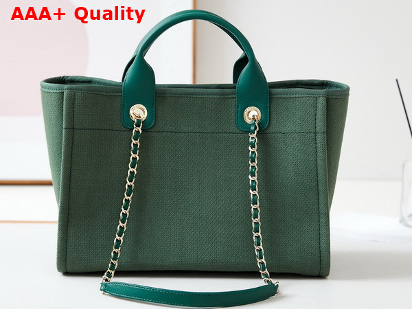 Chanel Small Shopping Bag in Green Mixed Fibers Calfskin and Gold Tone Metal AS3257 Replica